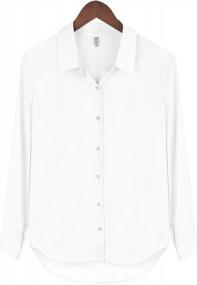 img 1 attached to Professional And Chic: OMSJ Women'S Long Sleeve Button Down Chiffon Shirts - Perfect For Office Or Casual Wear!