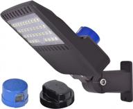 super bright 100w led parking lot lighting with photocell - replaces 500w halide shoebox pole lights for stadiums, roadways and large parking lots - 15,000 lumen, 5000k daylight white logo