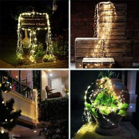 img 2 attached to Waterproof Battery-Operated Firefly Bunch Lights With 220 LED Bulbs And 8 Flashing Modes For Indoor/Outdoor Decor, Remote Control And Timer, Warm White Copper Wire Waterfall Fairy Lights With Hooks.