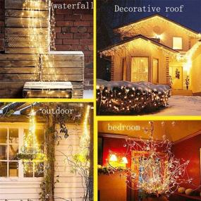 img 3 attached to Waterproof Battery-Operated Firefly Bunch Lights With 220 LED Bulbs And 8 Flashing Modes For Indoor/Outdoor Decor, Remote Control And Timer, Warm White Copper Wire Waterfall Fairy Lights With Hooks.