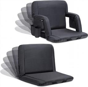 img 4 attached to Stadium Seats For Bleachers With Back Support And Cushion Extra Wide, Sportneer 2 Pack Bleacher Seats Reclining Chair With Thick Padded Cushion Wide Pockets And Arm Rests Lightweight Bench Chair