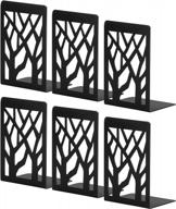 3 pairs of heavy-duty metal bookends for home decor, shelves & books | black логотип