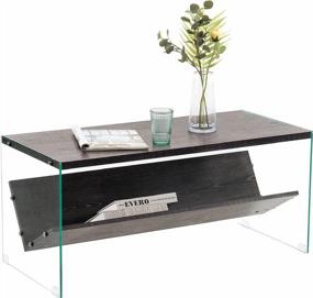 img 4 attached to Stylish And Practical: Ivinta Modern Glass Coffee Table With Storage Shelf And Industrial Design
