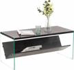 stylish and practical: ivinta modern glass coffee table with storage shelf and industrial design logo