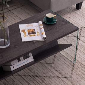 img 1 attached to Stylish And Practical: Ivinta Modern Glass Coffee Table With Storage Shelf And Industrial Design