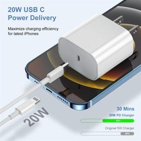 img 3 attached to 🔌 Apple MFi Certified iPhone 13 Fast Charger Kit - 20W USB C Wall/Car Charger Adapter + 2Pack iPhone USB C to Lightning Cable - PD Fast Charging for iPhone 13/13 Pro Max/12 Pro/12 Mini/11/iPad Pro