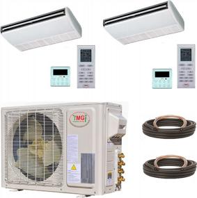 img 4 attached to 27000 BTU 21 SEER 2.25 Ton YMGI Dual Zone Ceiling Suspension Ductless Mini Split Air Conditioner Heat Pump With 25 Ft Lineset Installation Kits For Home, Office, Shops