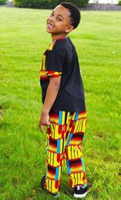 img 2 attached to Kids African Print Kente Ankara Suit Ghana Tribal Clothing For Boys