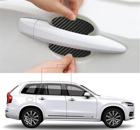 img 1 attached to 🚘 Universal Carbon Fiber Car Door Bowl Stickers - 4pcs Scratch-Proof Protective Films, Guard Film for Car SUV, Paint Protection, Side Sticker