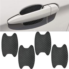 img 4 attached to 🚘 Universal Carbon Fiber Car Door Bowl Stickers - 4pcs Scratch-Proof Protective Films, Guard Film for Car SUV, Paint Protection, Side Sticker
