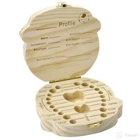 img 2 attached to 👑 Mogoko Cute Baby Tooth Box for Boys - Wooden Milk Teeth Storage Organizer, Lost Tooth Keeper Box (English, Prince)