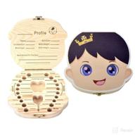👑 mogoko cute baby tooth box for boys - wooden milk teeth storage organizer, lost tooth keeper box (english, prince) logo