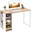 small desk white computer desk with storage: 47 in office desk with shelves kids writing desk student study table modern wood pc laptop gaming desk for home with metal legs (47 in, oak) logo