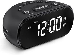 img 4 attached to REACHER Weekday/Weekend Dual Alarm Clock With 2 USB Ports, 5 Wake Up Sounds, Adjustable Volume, LED Digital Display, Big Digits, 0-100% Dimmer, Snooze, 12/24 Hours, Small Size For Bedside Desk