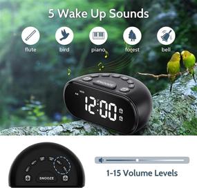 img 2 attached to REACHER Weekday/Weekend Dual Alarm Clock With 2 USB Ports, 5 Wake Up Sounds, Adjustable Volume, LED Digital Display, Big Digits, 0-100% Dimmer, Snooze, 12/24 Hours, Small Size For Bedside Desk