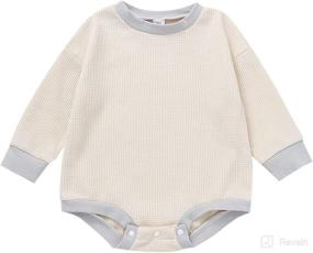 img 4 attached to 🌈 Adorable Baby Unisex Crewneck Sweater Romper: Solid Rainbow Knit, Long Sleeve, Oversized Pullover Top