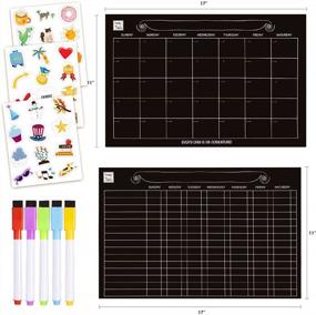 img 3 attached to 2-Pack Hapinest Magnetic Chore Chart Board And Monthly Calendar For Families With Multiple Kids And Teenagers - Includes 5 Erasable Markers And 36 Reusable Cling Stickers For Fridge Organization