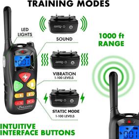 img 2 attached to 🐾 Dog Training Shock Collar - Remote Control Electric Collar 1000 ft Range - Rechargeable & Upgraded IP67 Waterproof Collar for Large, Medium, Small Dogs - 3 Training Modes Included