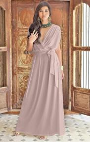 img 3 attached to 👗 Stunning Short Sleeve Flowy V-Neck Gown for Cocktail Affairs - KOH KOH Formal