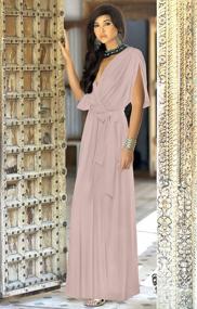 img 2 attached to 👗 Stunning Short Sleeve Flowy V-Neck Gown for Cocktail Affairs - KOH KOH Formal