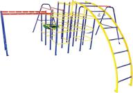 красный, синий и желтый модульный тренажерный комплект jungle gym kit с качелями-блюдцами, арочной лестницей для скалолазания, перекладинами для обезьян — activplay логотип