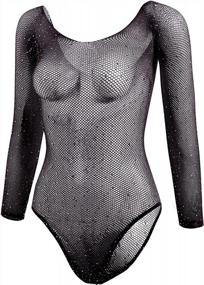 img 2 attached to Sparkling Rhinestone Women'S Mesh Lingerie Set With Mini Dress, Shorts, And Long Sleeve