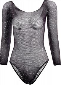 img 3 attached to Sparkling Rhinestone Women'S Mesh Lingerie Set With Mini Dress, Shorts, And Long Sleeve