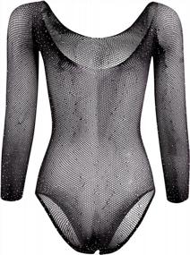img 1 attached to Sparkling Rhinestone Women'S Mesh Lingerie Set With Mini Dress, Shorts, And Long Sleeve