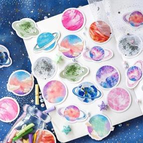 img 3 attached to 45PCS Small Scrapbooks Laptop Stickers, Doraking Boxed Colorful Planets Stickers For Laptop, Scrapbooking, Suitcase, Cups, Envelopes (Colorful Planets, 45PCS/Box)