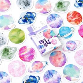 img 4 attached to 45PCS Small Scrapbooks Laptop Stickers, Doraking Boxed Colorful Planets Stickers For Laptop, Scrapbooking, Suitcase, Cups, Envelopes (Colorful Planets, 45PCS/Box)
