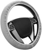 🚗 universal 15" andalus brands elastic stretch steering wheel cover - microfiber polyester, gray - car accessories for women and men - fits honda, ford, toyota, nissan, and more logo