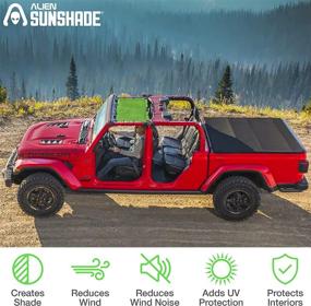 img 1 attached to Alien Sunshade Jeep Gladiator Sun Shade (2018-Current): Front Mesh Wind & Noise Reducer - Universal Fit in Blue