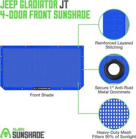 img 3 attached to Alien Sunshade Jeep Gladiator Sun Shade (2018-Current): Front Mesh Wind & Noise Reducer - Universal Fit in Blue