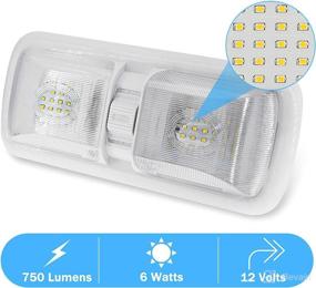 img 2 attached to 🚐 Miady 12V RV Interior Lights - 750 Lumens, LED Ceiling Double Dome Light with Switch for Car, RV, Trailer, Camper, Boat - Natural White 4000-4500K - Pack of 1, 60X2835SMD