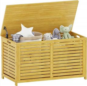 img 4 attached to VIAGDO Storage Chest, Lift Top Toy Box Chest Storage Organizer With Safety Hinge, Bamboo Entryway Shoe Storage Bench, Supports 220 Lb, 29.92" X 15.75" X 17.72", For Entryway, Bedroom, Living Room, Natural
