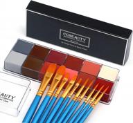 ccbeauty professional oil based face and body paint set - 12 colors for halloween, parties and fancy dress with bonus blue brushes and light shade option logo