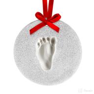 👶 personalized silver round keepsake ornament kit for lil peach baby, featuring glitter handprint or footprint print capture for holiday memories logo