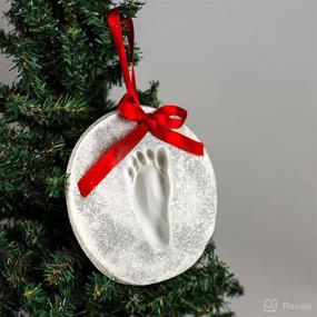 img 1 attached to 👶 Personalized Silver Round Keepsake Ornament Kit for Lil Peach Baby, featuring Glitter Handprint or Footprint Print Capture for Holiday Memories