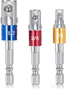 img 4 attached to 💪 BLOOPIC Impact Grade Socket Adapter 3 Pack Set: Transform Power Drills into High-Speed Nut Drivers for Men, DIYers, and Gifts