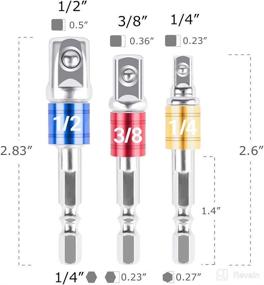 img 3 attached to 💪 BLOOPIC Impact Grade Socket Adapter 3 Pack Set: Transform Power Drills into High-Speed Nut Drivers for Men, DIYers, and Gifts