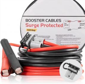 img 4 attached to Heavy Duty 1 Gauge 1500 AMP Booster Jumper Cables With Quick Connect Plugs & Travel Bag For Truck, SUV, Car - 30 FT