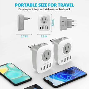 img 2 attached to 3-Pack Italy Travel Power Adapter - VINTAR 6 In 1 Outlet Adaptor With USB C, 2 American Outlets & 3 USB Ports For USA To Italy Uruguay Chile (Type L)