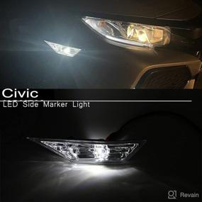 img 3 attached to Smoked Lens LED Front Side Marker Lights For 2016 2017 2018 2019 2020 Honda Civic Coupe Hatchback With 2Pcs T10 Light Bulbs OEM#H02551127N (Smoke Lens Side Marker Light OEM)