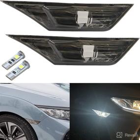 img 4 attached to Smoked Lens LED Front Side Marker Lights For 2016 2017 2018 2019 2020 Honda Civic Coupe Hatchback With 2Pcs T10 Light Bulbs OEM#H02551127N (Smoke Lens Side Marker Light OEM)