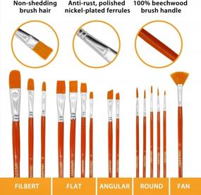 img 3 attached to Complete Acrylic Painting Brush Set - 15 High-Quality Nylon Brushes, Paint Knife, Sponge & Palette In A Portable Case For Beginners & Pros, Ideal For Acrylic Painting