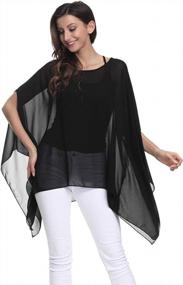 img 3 attached to Stylish Plus-Size Sheer Chiffon Caftan Poncho For Women By Wiwish: Baggy, Batwing Tunic Top Blouse In Solid Color