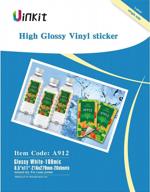 print perfect with uinkit high glossy white vinyl sticker for laser printers - waterproof film label pack of 20 sheets 8.5x11 logo