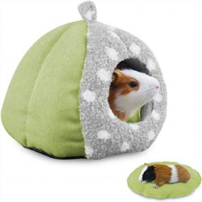 img 4 attached to HOMEYA Guinea Pig Bed, Hamster Hideout Small Animal Cage Accessories Supplies, Semi-Enclosed Winter Christmas Large Pumpkin Nest With Removable Mat For Rat Hedgehog Sugar Glider And Chinchilla-Green