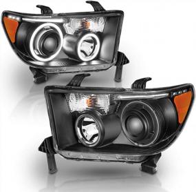 img 3 attached to Xtreme LED Halo Tubes Black Projector Headlights Set For 2007-2013 Toyota Tundra And 2008-2017 Sequoia - AmeriLite Passenger And Driver Side