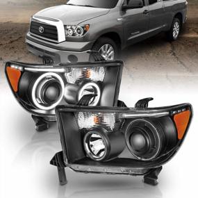 img 4 attached to Xtreme LED Halo Tubes Black Projector Headlights Set For 2007-2013 Toyota Tundra And 2008-2017 Sequoia - AmeriLite Passenger And Driver Side